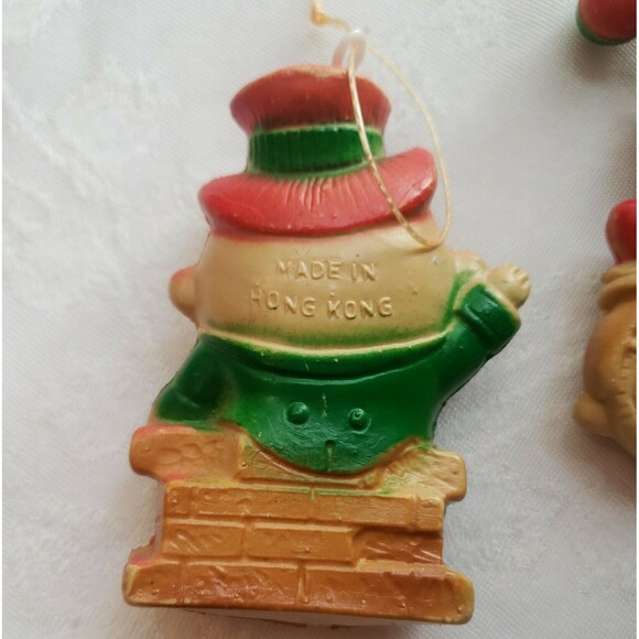 Vintage Christmas Tree Ornaments Blow Mold Humpty Dumpty Clown Made in Hong Kong - Picture 6 of 11